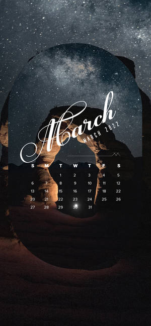 Sterryke Maart 2022 Kalender-agtergrond — iPhone 16 Muurpapier