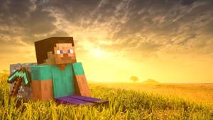 Steve op Gras en Diamant Minecraft HD