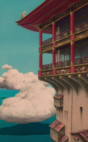 Studio Ghibli Tafereel Kasteel Oor See — Xiaomi Pad Mini Muurpapier