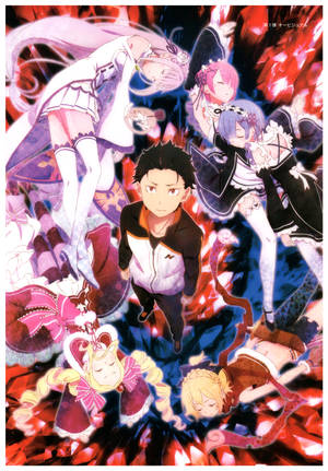 Koel HD agtergrond van Subaru met bewustelose meisies in Re Zero. — OnePlus Pad Muurpapier