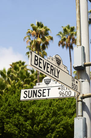 Sunset Boulevard en Beverly Drive muurpapier — Sononderlaan Muurpapier