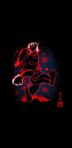 AMOLED-agtergrond van Super Mario in rooi omlyning en swart agtergrond.