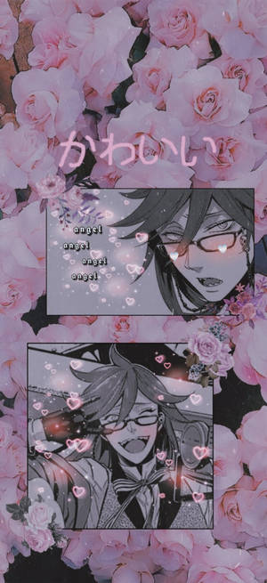 Black Butler Pienk Estetiese Florale Grell muurpapier — iPhone 14 Muurpapier