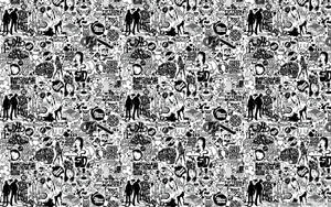Swart-en-Wit Strokie Alternatiewe Estetika — Alternatiewe estetiek Muurpapier