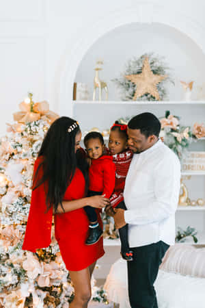 Swart Familie Kersfees Foto's — Kersboom Muurpapier