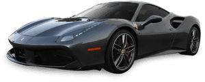 Swart Ferrari Supermotor met Sierlike Lyne