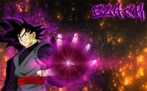 Swart Goku met Donkerpienk Bol — Swart goku Muurpapier
