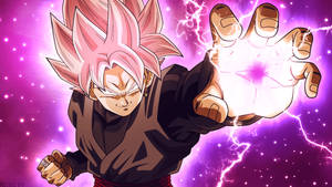 Swart Goku met pienk weerlig effek — Swart goku Muurpapier