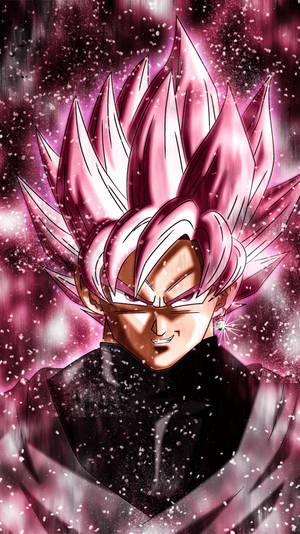 Swart Goku met pienk glinster-effek — Swart goku Muurpapier