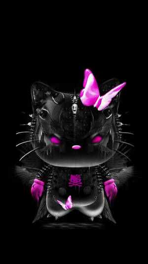 Swart Hello Kitty in Donker Kostuum — Cat Noir Muurpapier