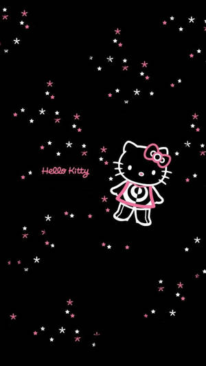 Swart Hello Kitty Met Sterre — Cat Noir Muurpapier
