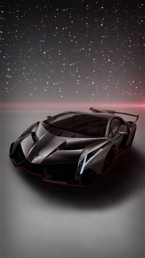 Swart Lamborghini iPhone onder 'n sterrehemel — Swart Muurpapier