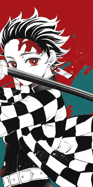 Tanjiro met swaard Demon Slayer iPhone-agtergrond — Demon Slayer Nezuko Muurpapier