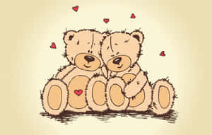 Teddiebere Skoon Valentynsdag Digitale Kunswerk — Ou liefdesdag Muurpapier