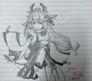 Tekening van Yae Miko Profielfoto — Genshin impact GIF Muurpapier