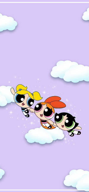 The Powerpuff Girls pers lug-agtergrond — iPhone 14 Pro Muurpapier
