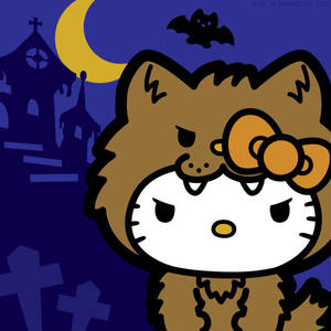 Tier Hallo Kitty Halloween-agtergrond — Hello Kitty Halloween Muurpapier
