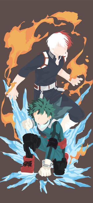 Todobakudeku Izuku en Shoto kuns-agtergrond — iPhone 15 Pro Muurpapier