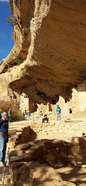 Toeris wat Mesa Verde Nasionale Park verken — Motorola Edge (2026) Muurpapier