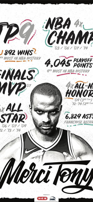 Tony Parker Basketbal Statistieke — iPhone 14 Muurpapier