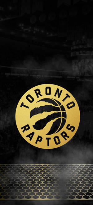 Toronto Raptors goud en swart agtergrond — iPhone 14 Muurpapier