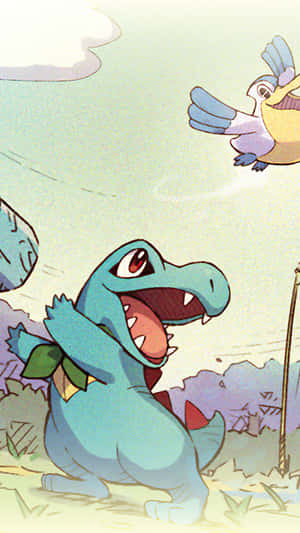 Totodile met Pelipper — Pokemon Foon Muurpapier