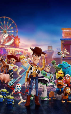 Toy Story vier hele rolverdeling-agtergrond — Lenovo Legion Y700 (Gen 4) Muurpapier