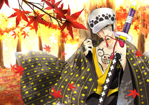 Trafalgar Law One Piece Kimono Herfsseisoen — Anime Muurpapier