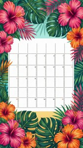 'n Eksotiese tropiese blomkalender met lewendige kleure. — iPhone 5 Muurpapier