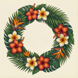Elegante sirkelvormige tropiese blomkrans op room. — Tecno Phantom Muurpapier