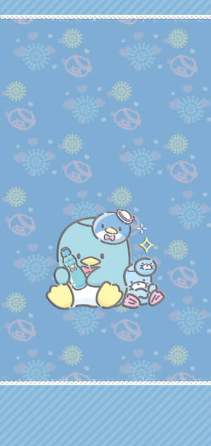 Tuxedo Sam Chip pastel esteties agtergrond — iPhone 13 Mini Muurpapier