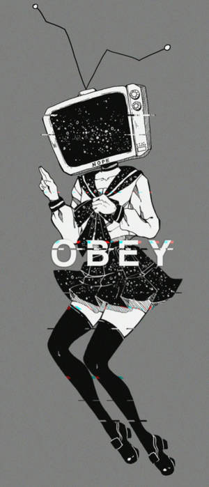 TV-kop Eggo glitch agtergrond — Galaxy Z Flip Muurpapier