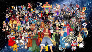 Twee anime karakters wat hand aan hand stap — Anime karakters GIF Muurpapier