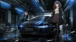 Anime Motor agtergrond — Anime kar Muurpapier