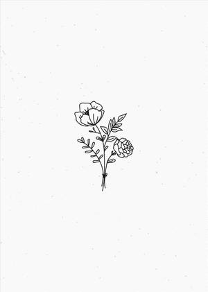 Twee Eenvoudige Blomme Estetiese Sketse — Estetiese kuns Muurpapier