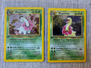 Twee Meganium Pokemon Handelskaarte — Nintendo Muurpapier