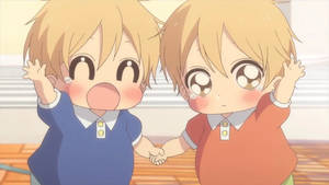 Twee oulike anime kinders agtergrond — Anime kinders Muurpapier
