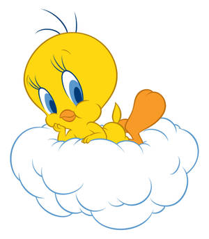 Tweety Poseer Op Wit Wolk muurpapier — Vivo X Fold3 Muurpapier