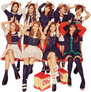 Twice Kpop-groep Skooluniform-konsep