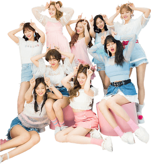 Twice Kpop Groep Poseer Vrolike Uitrustings
