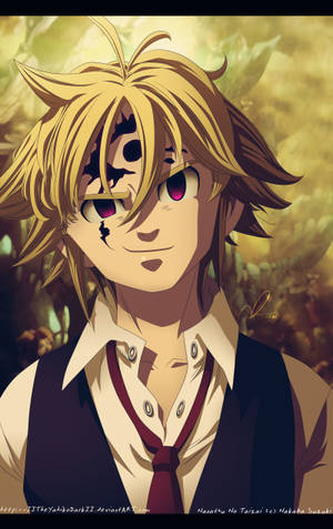 Meliodas wit knoophemp en swart baadjie mobiele HD muurpapier. — Galaxy Tab S10 Ultra Muurpapier