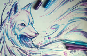 Koel Wolf prente — Koel wolf Muurpapier