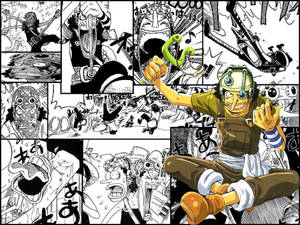 Usopp Snaaks Oomblikke Manga Paneel muurpapier — Manga-paneel Muurpapier