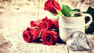 Valentynsdag rooi rose plakpapier — 16:9 Muurpapier