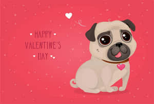Valentynsdagkaart met 'n mopshond — Ou liefdesdag Muurpapier