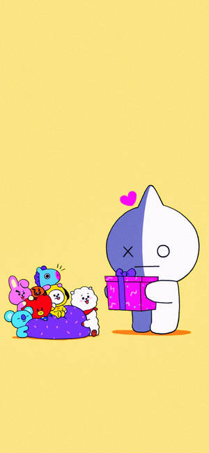 Van BT21 geskenk agtergrond — 1290x2796 Muurpapier