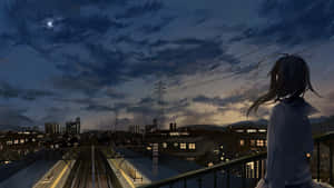Anime City prente — Anime stad GIF Muurpapier