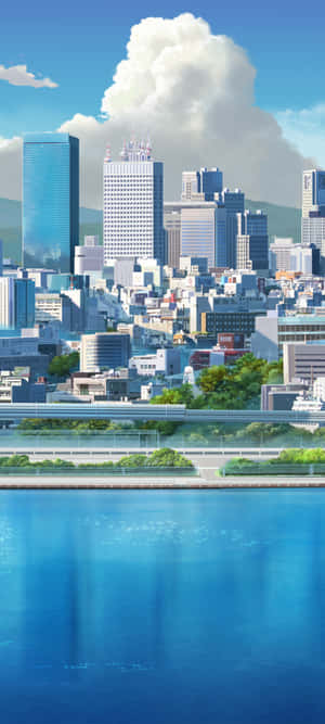 Anime-stad prente — Honor GT Pro Muurpapier