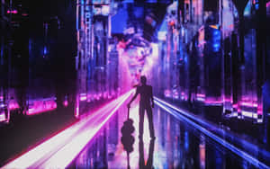 Neon City-agtergrond — Neon stad Muurpapier
