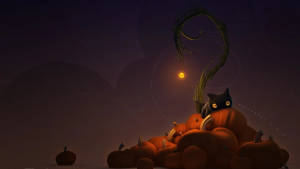 Vintage Halloween Kat in Pampoene